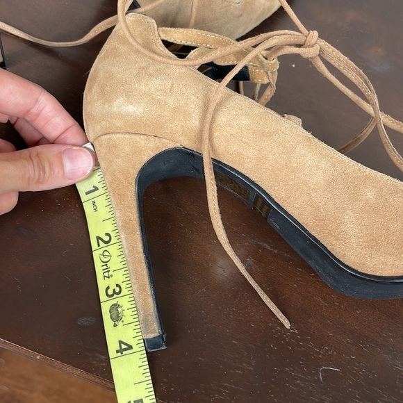 Jeffrey Campbell Brielle Lace Up Pointed Toe Stiletto Heels Camel Tan Sz 9 - Picture 12 of 16